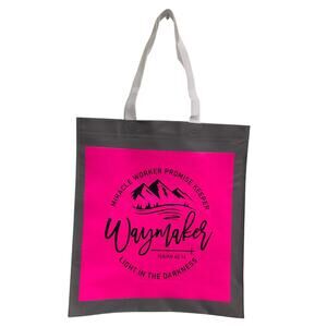 New Upcycled Hand Printed Waymaker Miracle Worker Isaiah 42:16 Shopper Tote Bag